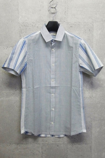 【65%OFF】N4 カラーコンビネーションシャツ BLUE STRIPE