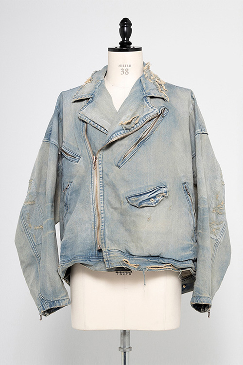 JULIUS 22PS DAMAGED BIKER DENIM JACKET _ju21