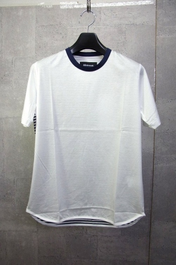 【65%OFF】08sircus バックボーダーTシャツ WHITE×NAVY