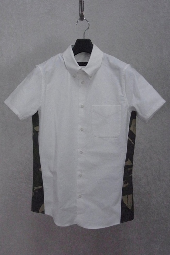 【65%OFF】1piu1uguale3 3D切り替えBDシャツ WHITE/CAMO