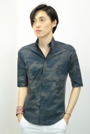 【30%OFF】junhashimoto サイドジャージフライフロントシャツ　NAVY